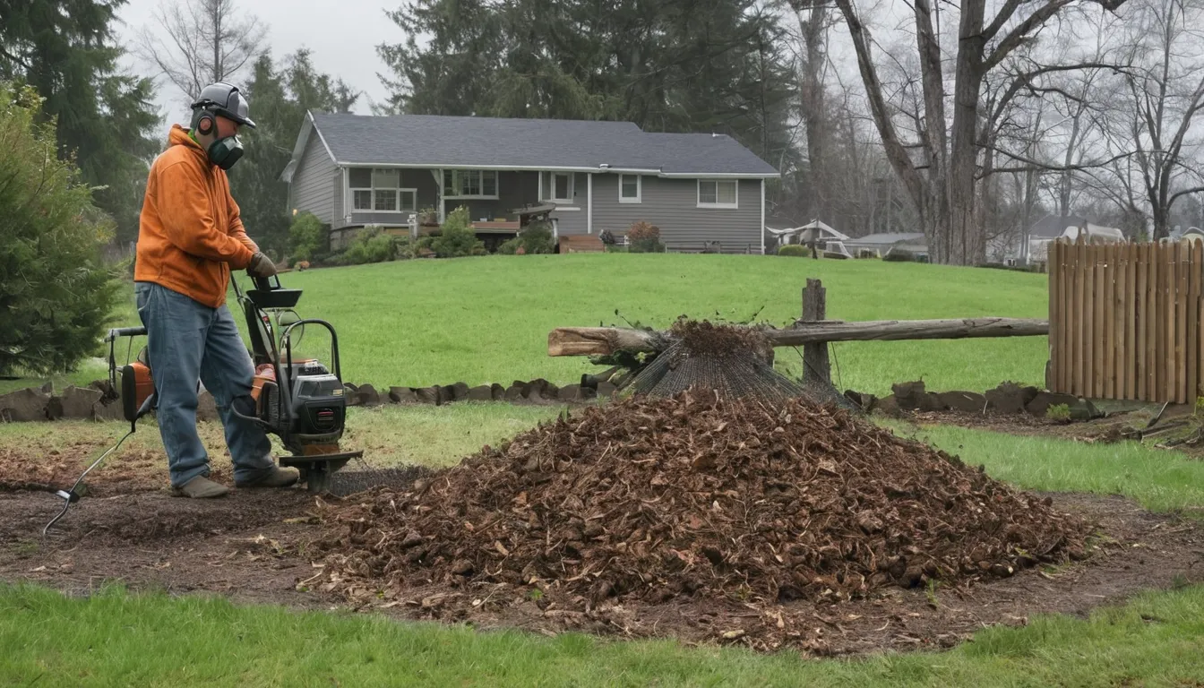 Stump grinding in a residential yard in Crystal Lake